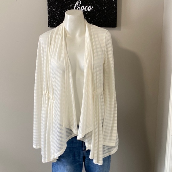 MOUSSY Cream Striped Long Sleeve Open Cardigan One Size - Picture 1 of 9